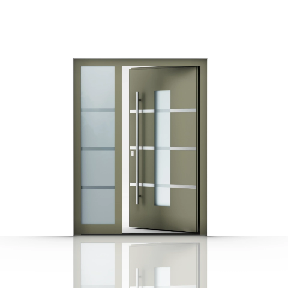 aluminium-haustuer-grün-mit-seitenteil aluminium-haustuer-grün-mit-seitenteil
